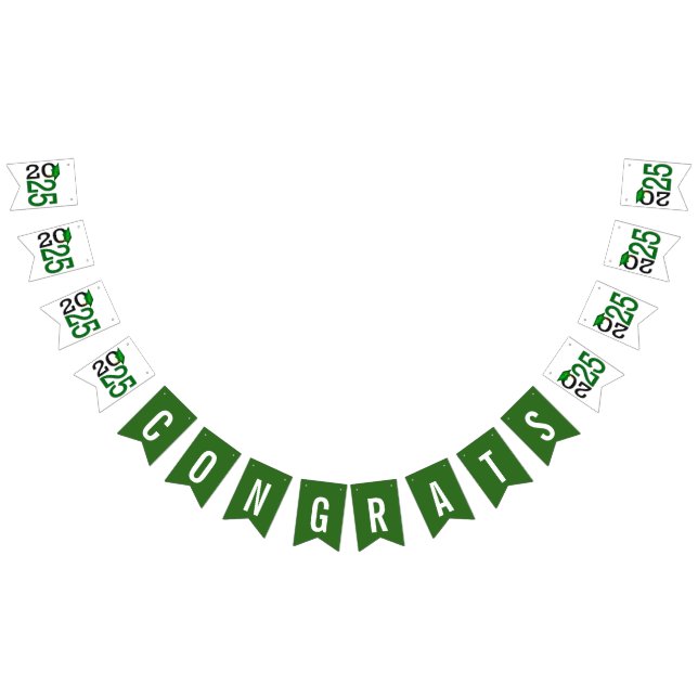Graduation 2025 Green and Black  Bunting Flags (All)