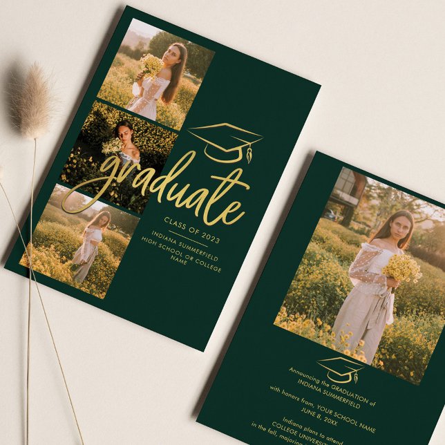 Graduation 2025 Green Graduate Photo Collage Announcement (Creator Uploaded)