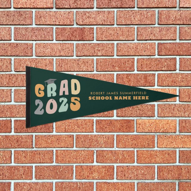 Graduation 2025 Keepsake Dorm Room Personalized Pennant Flag (Front)