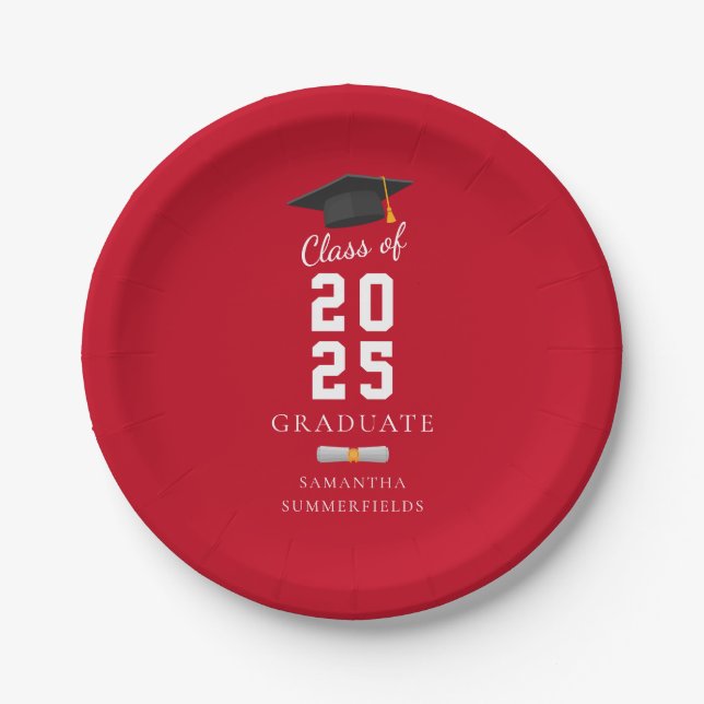 Graduation 2025 Minimal Grad Custom Paper Plates (Front)