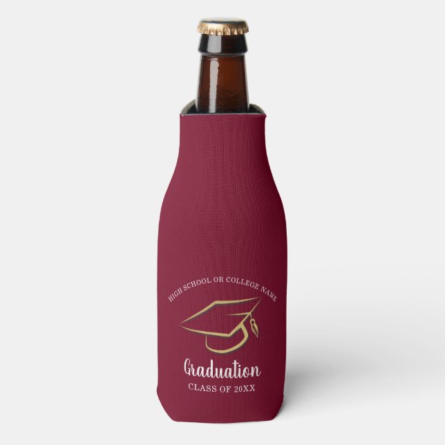 Graduation 2025 Modern Grad Party Custom Bottle Cooler (Bottle Front)