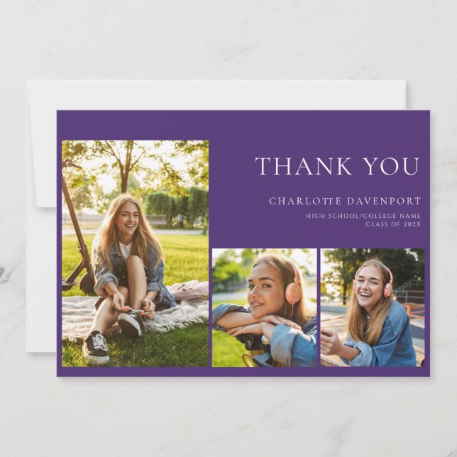 Graduation 2025 Modern Photos Thank You Card (Front)
