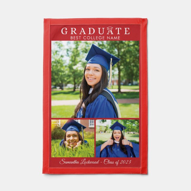 Graduation 2025 Multi Photo Red Graduate Pennant (Front)
