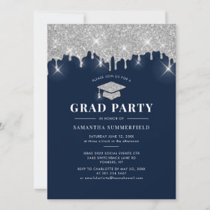 Graduation 2025 Navy Blue Grad Party Invitation