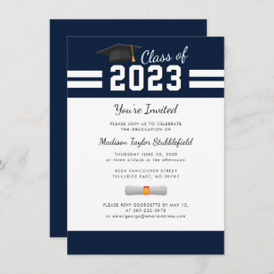 Graduation 2025 Navy Blue Grad Party Invitation