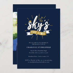 Graduation 2025 Navy Blue Grad Photo Party Invitation