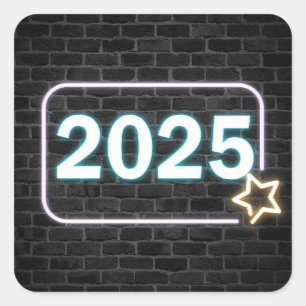 Graduation 2025 Neon Sign On Brick Square Sticker
