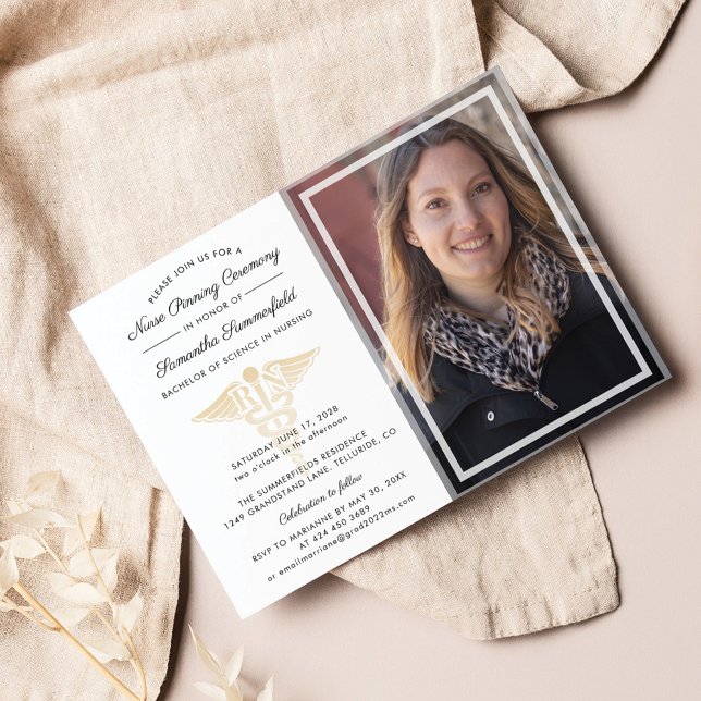 Graduation 2025 Nurse Pinning Ceremony Photo Invitation (Nurse Pinning Ceremony Graduation Party Photo Invitation)
