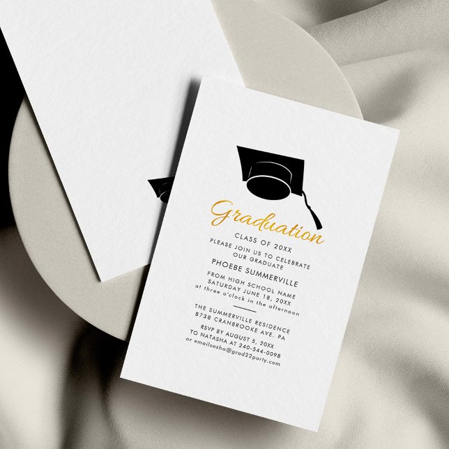 Graduation 2025 Party Minimalist Party Invitation (Graduation 2024 Script Grad Cap Party Invitation)