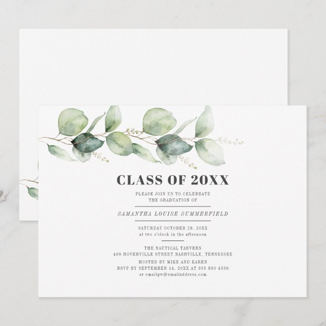 Graduation 2025 Party Modern Eucalyptus  Invitation (Front/Back)