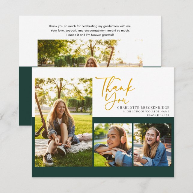 Graduation 2025 Party Photo Thank You Card (Front/Back)