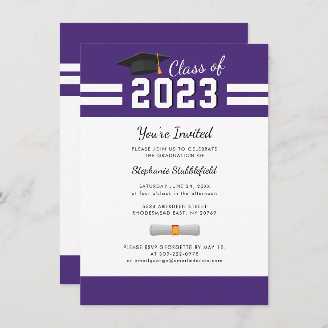 Graduation 2025 Party Simple Purple Invitation (Front/Back)