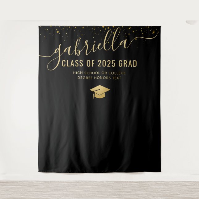 Graduation 2025 Photo Booth Selfie Backdrop Black (Front)