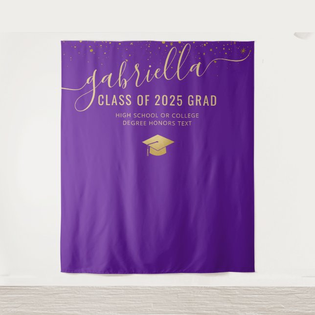 Graduation 2025 Photo Booth Selfie Backdrop Purple (Front)
