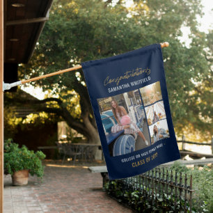 Graduation 2025 Photo Collage Grad Party House Flag