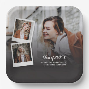 Graduation 2025 Photo Collage Grad Party Paper Plates