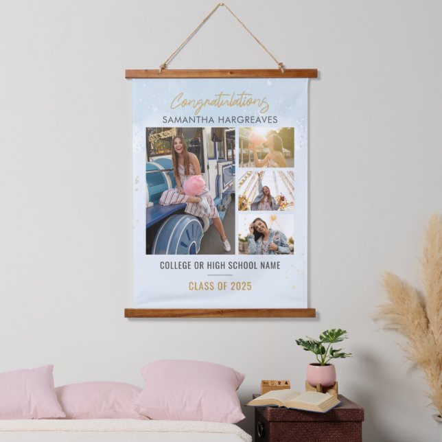 Graduation 2025 Photo Collage Grad Room Hanging Tapestry (Bedroom)