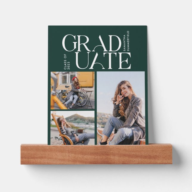 Graduation 2025 Photo Collage Green Grad Picture Ledge (Front)