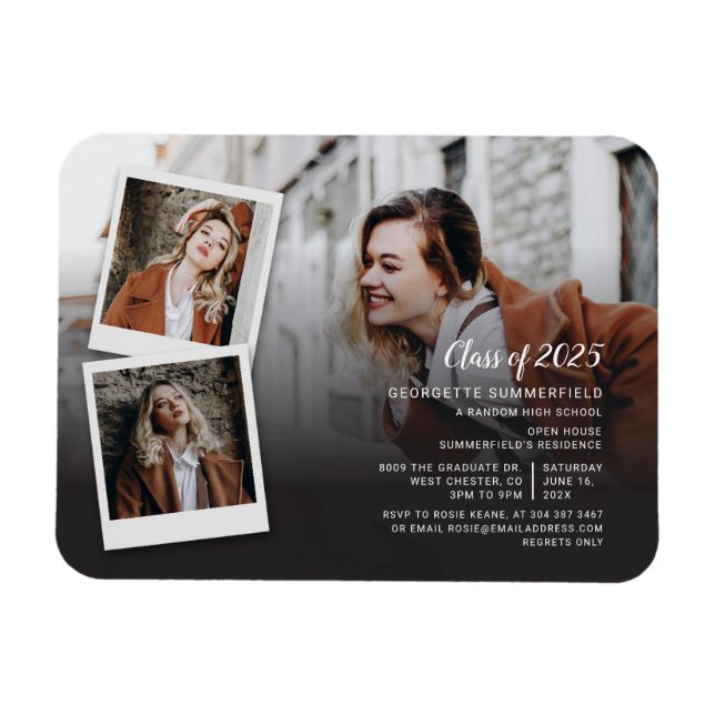 Graduation 2025 Photo Collage Party Invitation Magnet (Horizontal)