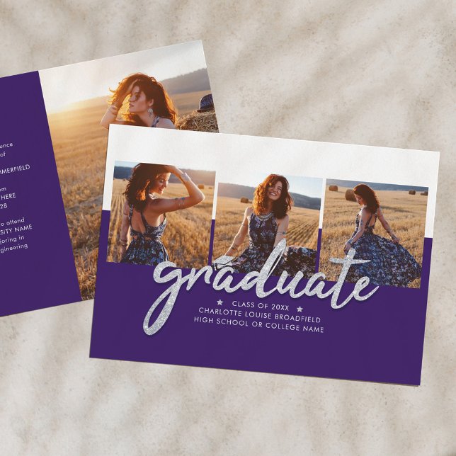Graduation 2025 Photo Collage Purple Announcement (Creator Uploaded)