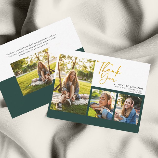 Graduation 2025 Photo Collage Script Graduate Thank You Card (Graduation 2024 Photo Collage Grad Party Thank You Card)