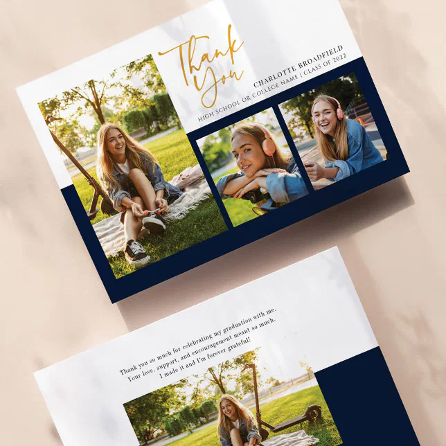 Graduation 2025 Photo Collage Script Thank You Card | Zazzle