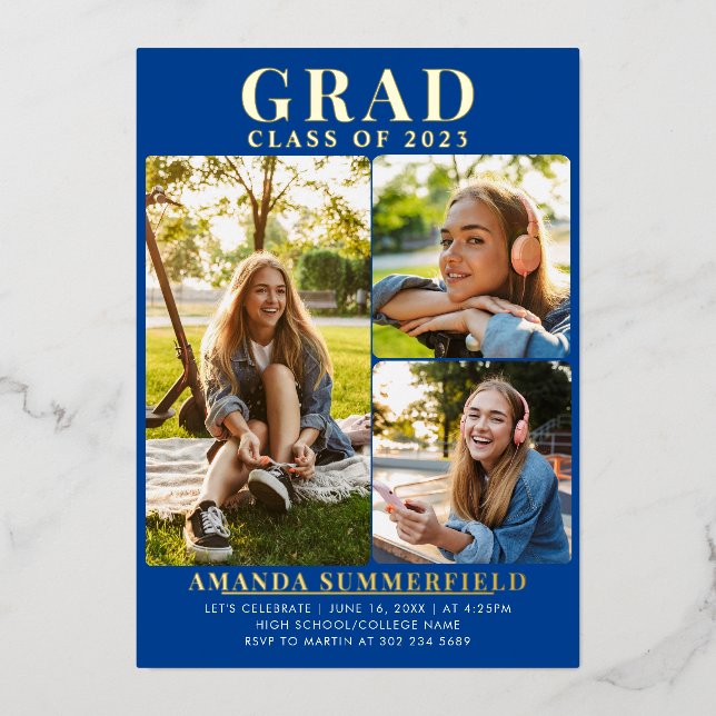 Graduation 2025 Photo Grad Party Gold Foil Invitation (Front)