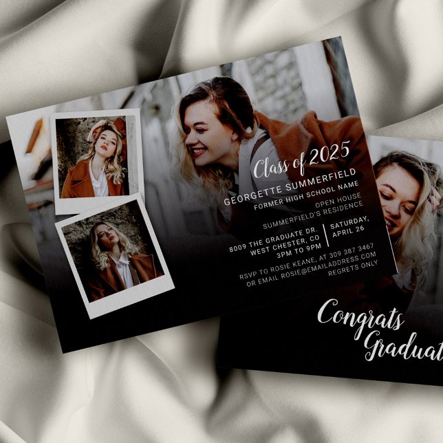 Graduation 2025 Photo Grad Party Invitation (Class of 2025 Graduation Party Photo Script Grad Party Invitation.)