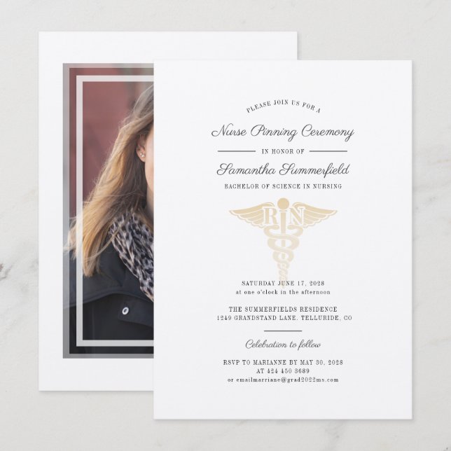 Graduation 2025 Photo Nurse Pinning Ceremony Invitation (Front/Back)