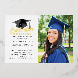 Graduation 2025 Photo Party Gold Foil Invitation