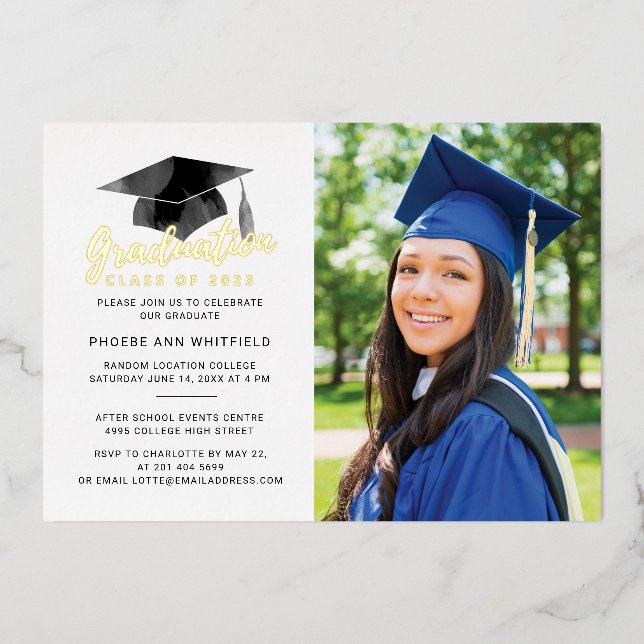 Graduation 2025 Photo Party Gold Foil Invitation (Front)