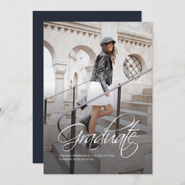 Graduation 2025 Photo Script Elegant Announcement (Front/Back)