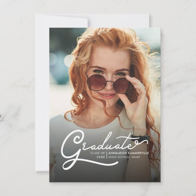 Graduation 2025 Photo Script Grad Party Invitation (Front)