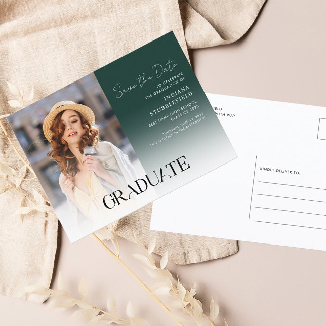 Graduation 2025 Photo Script Save the Date Announcement Postcard (Graduation Save the Date Photo Announcement Postcard)