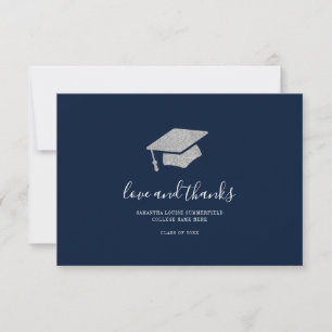 Graduation 2025 Photo Silver Script Grad Thank You Card
