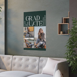 Graduation 2025 Photos Green and White Graduate Poster