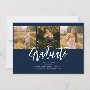 Graduation 2025 Photos Navy Blue Grad Announcement