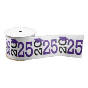 Graduation 2025 Purple and Black Satin Ribbon