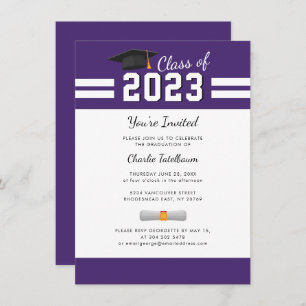 Graduation 2025 Purple White Graduate Party Invitation