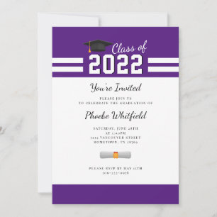 Graduation 2025 Purple White Simple Grad Party Invitation