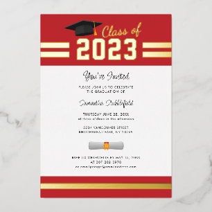 Graduation 2025 Red Grad Party Foil Invitation