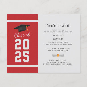Graduation 2025 Red Grad Party Invitation