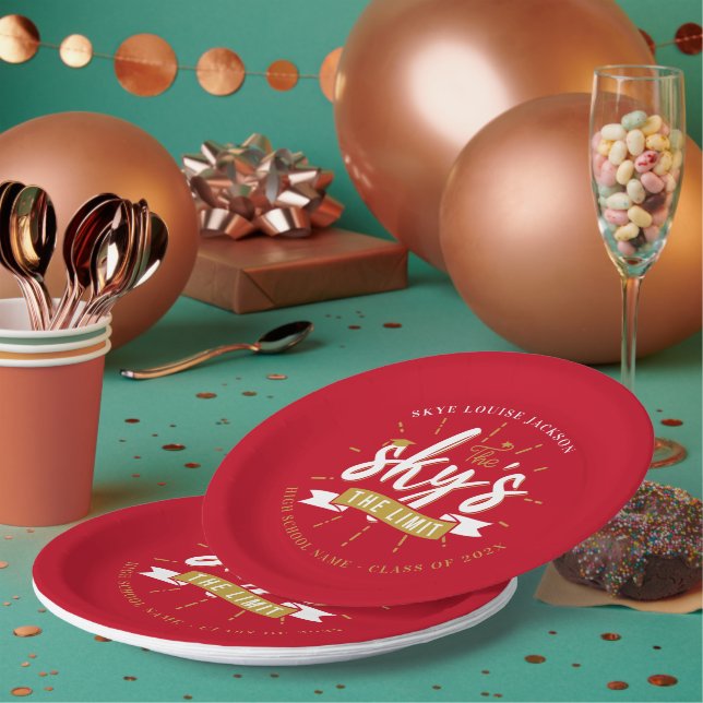 Graduation 2025 Red Grad Party Paper Plates (Multi)
