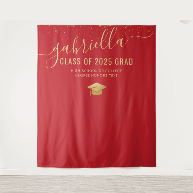 Graduation 2025 Red Photo Booth Selfie Backdrop (Front)