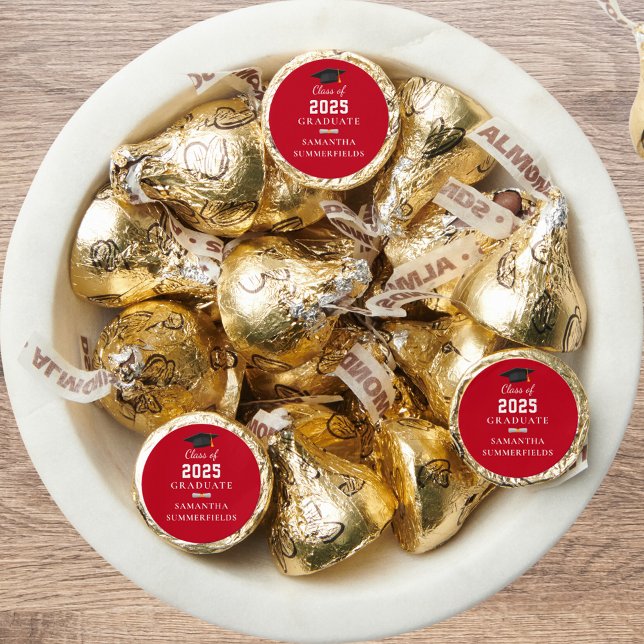 Graduation 2025 Red White Grad Custom Hershey®'s Kisses® (Graduation 2025 Hershey Kisses Party Favors)