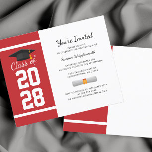 Graduation 2025 Red White Grad Party Invitation