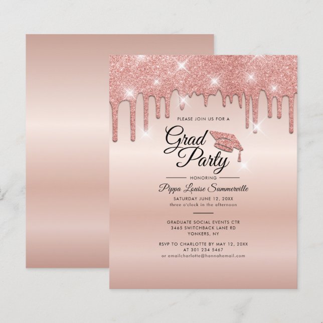 Graduation 2025 Rose Gold Party Invitation (Front/Back)