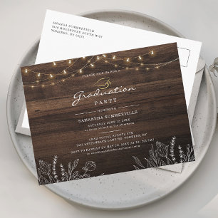 Graduation 2025 Script Grad Party String Lights Invitation Postcard