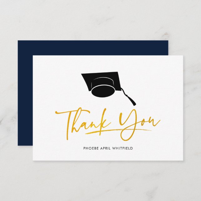 Graduation 2025 Script Grad Thank You Note Card (Front/Back)
