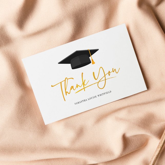 Graduation 2025 Script Grad Thank You Script Note Card (Minimalist Graduation Cap Party Thank You Card)